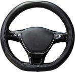 D Shape Steering Wheel Cover 14 inch 36cm for Tesla Model 3 / Y, for Camaro Small D Type Cars and Racing Game Microfiber Leather (Black) - Image 3