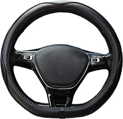 D Shape Steering Wheel Cover 14 inch 36cm for Tesla Model 3 / Y, for Camaro Small D Type Cars and Racing Game Microfiber Leather (Black) - Image 3