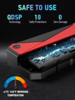 DBPOWER Peak 3000A 18000mAh Portable Car Jump Starter (up to 8.0L Gas, 6.0L Diesel Engine) Battery Booster with Smart Charging Port, Compass, LCD Screen and LED Light (Black/Red) - Image 7