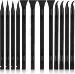 12 PCS Carbon Fiber Plastic Scrapers Tool, Non-Scratch Scraper Tool for Tight Spaces, Multi-Purpose Label Scraper Pen-Shaped, for Car Cleaning Supplies, Kitchen, Crevices, Stains (Black)