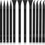 12 PCS Carbon Fiber Plastic Scrapers Tool, Non-Scratch Scraper Tool for Tight Spaces, Multi-Purpose Label Scraper Pen-Shaped, for Car Cleaning Supplies, Kitchen, Crevices, Stains (Black)