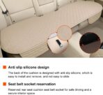KVAEY Linen Back Car Seat Cover, Anti-Slip Long Bottom Rear Seat Cover Protector with Storage Pockets, Breathable Linen Rear Bench Seat Protector Cushion Pad for Most Vehicles (Beige, Back) - Image 4
