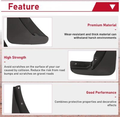 HECASA Heavy Duty Mud Flaps Guards Compatible with 2015-2023 Dodge Challenger Replacement for 82214141 82214142 Black Mud Guards Splash Molded Front & Rear 4Pcs - Image 5