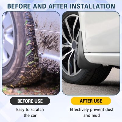 4PCS Car Mud Flaps, Mud Guard, No Drilling No Tape Mudflaps All Weather Protector Mudguards, Front and Rear Side Splash Guards Vehicle Sediment Protection Auto Accessories Universal for Cars - Image 4