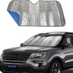 Big Hippo Car Windshield Sun Shade UV Rays Sun Visor Shade,Auto Front Car Window Shades Protector Folded Sun Shield Shade,Keeps Vehicle Cool - Blue (Size: 55.16"X 27.5")
