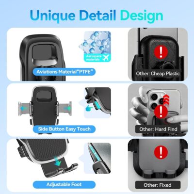 2026 New Car Vent Phone Holder [Thick Cases Friendly] Rotatable Universal Phone Mount for Your Car with Wide Clamp, Car Phone Holder Mount for iPhone 17 Pro Max 15 14 13 Samsung S25 - Image 4