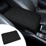 Hovom Car Center Console Armrest Pillow, 12.6"×7.87"×1.97" Leather Arm Rest Cover for Cars, Soft Comfortable Auto Armrest Cushion Pad, Vehicle Middle Console Cover, Car Accessories (Black)
