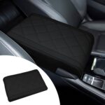 Hovom Car Center Console Armrest Pillow, 12.6"×7.87"×1.97" Leather Arm Rest Cover for Cars, Soft Comfortable Auto Armrest Cushion Pad, Vehicle Middle Console Cover, Car Accessories (Black)