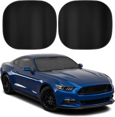 BDK 2PC Metallic Black Car Window Sun Shade Auto Shade for Windshield Visor, Block UV Reflect Heat to Keep Your Car SUV Truck, 31.75" x 28.75" - Image 7