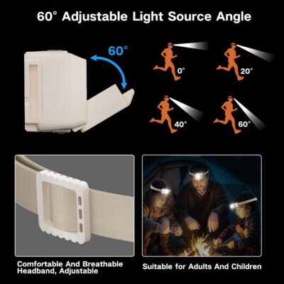 Led Headlamp Rechargeable, Super Bright Headlight Flashlight with Red Light, Motion Sensor Head Lights for Forehead, Waterproof Lightweight for Adults, Outdoors, Camping, Running - Image 3