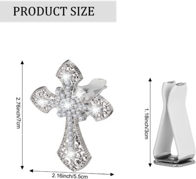 Frienda Bling Car Air Vent Clip Crystal Cross Rhinestone Vehicle Air Conditioner Outlet Vent Charm Car Bling Accessories for Women Wheels Interior Decoration(Silver) - Image 2
