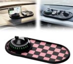 Multifunction Car Anti-Slip Mat, Car Dashboard Mat 360° Rotating, Adjustable Phone Holder with Hidden Parking Number Plate for Phone, Sunglasses and Keys (Style D)