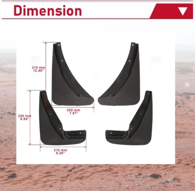 HECASA Heavy Duty Mud Flaps Guards Compatible with 2015-2023 Dodge Challenger Replacement for 82214141 82214142 Black Mud Guards Splash Molded Front & Rear 4Pcs - Image 6