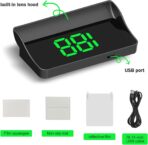 Car Heads Up Display, HUD GPS Speedometer, Large Font Brightness Adjustment Speed Projection, Plug and Play Cigarette Lighter Powered Accessory for Most Car Models (Green) - Image 3