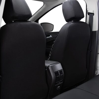 Flying Banner Carbon Fiber Leather Vehicle Seat Covers, Leopard Gray Black, Universal Fit - 8PCS - Image 3