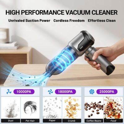 Handheld Vacuum Cleaner, 22000Pa Powerful Car Vacuum Cleaner Cordless, Lightweight Mini Car Hoover, Rechargeable Portable Air Duster for Car, Home, Kitchen - Image 4