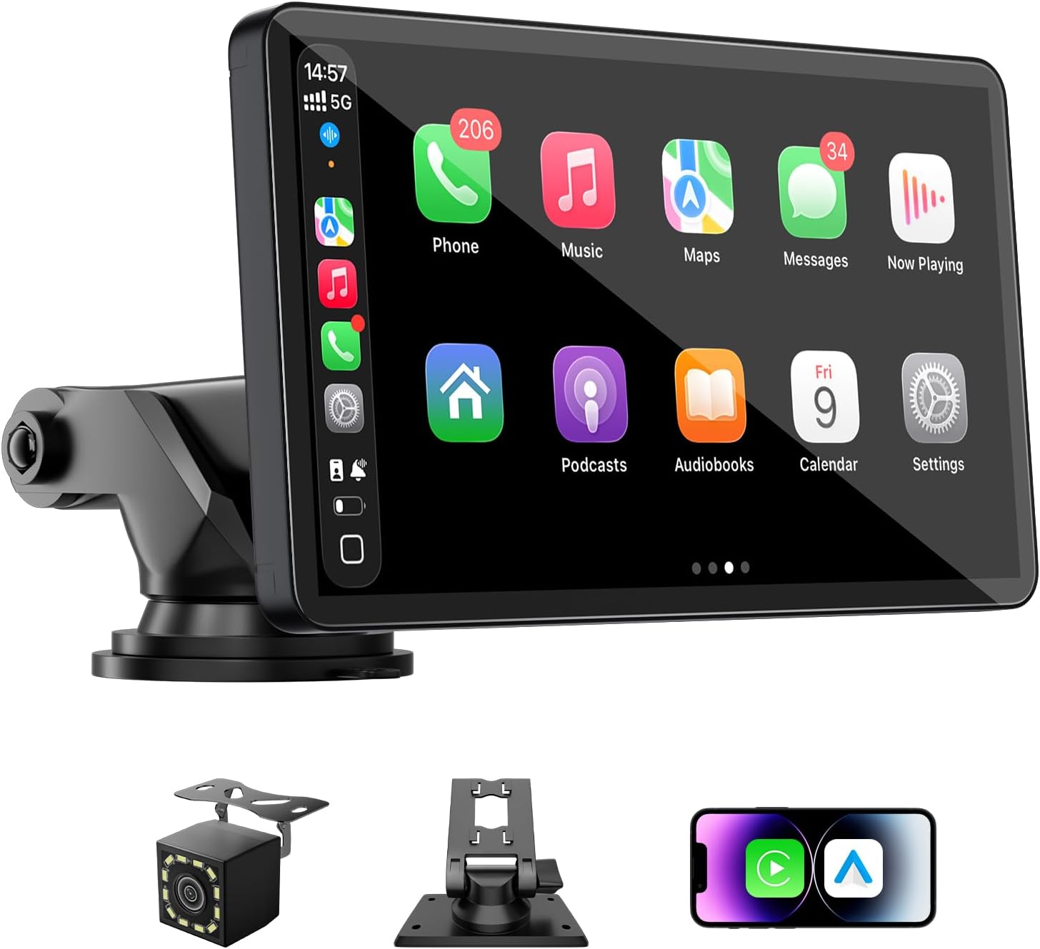 61NYm0ReSVL._AC_SL1500_.jpg Carplay Screen for Car, Upgrade 7" HD Wireless Apple Carplay & Android Auto Touchscreen- Car Play Screen Stereo with Backup Camera, Mirror Link/Voice Control/Music Play/GPS Navigation -for All Vehicle - Image 1