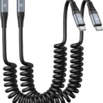 USB C to C Cable 3ft 2Pack Coiled USB C Charger Cable for Car Type C Fast Charging Cable for iPhone 17/16/15/Plus/Pro/Pro Max/Samsung Galaxy S23