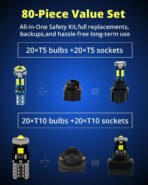 WLJH 40 Pack 194 168 T10 T5 LED Bulbs With Sockets, Non Polarity, Dimmable, For Dash Cluster Dome Map Door Trunk Parking License Plate Lights,300 LM Interior & Exterior Replacement, Bright White - Image 2