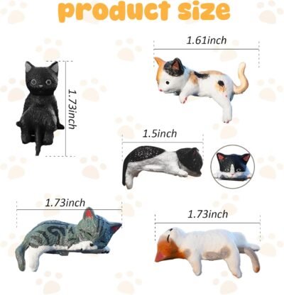 5 Pcs Mini Cat Figurines Car Decor Dashboard Accessories Cute Resin Cat Ornaments for Rearview Mirror Desk Decorations Funny Car Gifts Interior Decors - Image 2