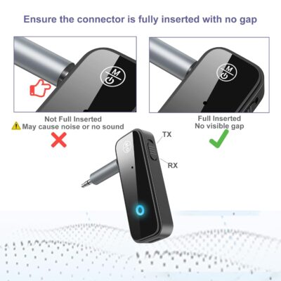 Aux Bluetooth Adapter for Car, 2 in 1 Bluetooth 5.3 Transmitter Receiver for Hands-Free Call, Noise Cancelling 3.5mm AUX Wireless Receiver for Home Stereo System/Headphones/Easy Connect - Image 6