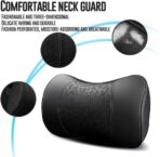 Car Leather Neck Pillows, Neck Rest Cushions,100% Memory Foam Cervical Support, Comfortable Travel car Seats and Home Office Soft Pillows, Black a Set (2 pcs) - Image 3