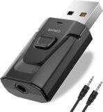 Bluetooth Car Aux Adapter, Wireless 5.0 Stereo Music Receiver Noise Cancelling Hands-Free Car Kits, Mini 3.5mm Jack Audio Adapter Transmitter for Car/Home Stereo, Speakers, PC, TV More Audio System