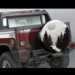 Abstract Moon Spare Tire Cover Mountain Tree Waterproof Dust-Proof Universal Spare Wheel Tire Covers 15 Inch Fit for RV Trailer Truck Jeep Rv SUV Truck Camper Travel Trailer Accessories - Image 2