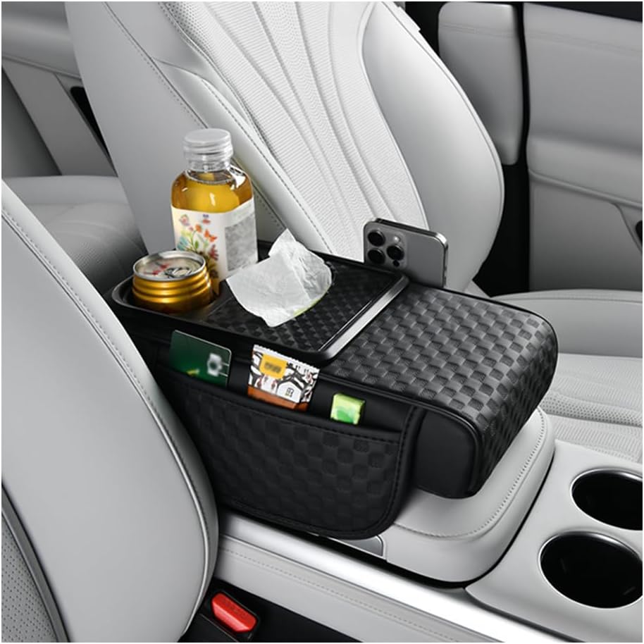 61OnavLZxvL._AC_SL1000_.jpg Arm Rest Cover for Car,Multi-Functional Car Armrest Storage Box with Tissue Box,Center Console Cup Holder,Phone Holder,Height Increasing Cars Center Console Organizer - Image 1