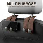 Car Seat Headrest Hooks for Purses and Bags, 2026 New Car Purse Hook Seat Back Hanger Storage Organizer, Leather Purse Hook for Car (Gray 2pcs) - Image 3