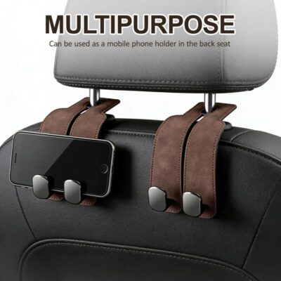 Car Seat Headrest Hooks for Purses and Bags, 2026 New Car Purse Hook Seat Back Hanger Storage Organizer, Leather Purse Hook for Car (Gray 2pcs) - Image 3