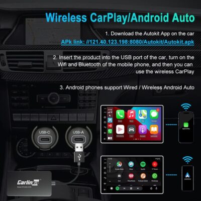 Carlinkit Wireless CarPlay USB Adapter Only Compatible with Android car radios. only for Android Version 4.4.2 or Above. APK Must be Successfully Installed Before use. Model:CPC200-CCPA - Image 8