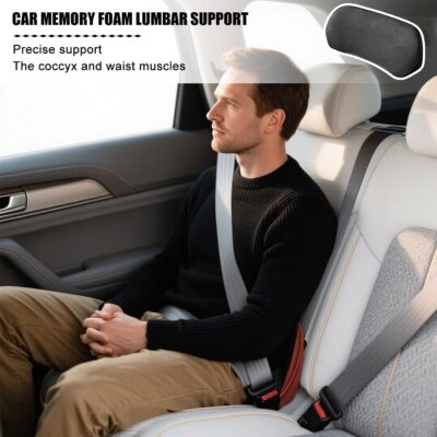 Car Lumbar Support Pillow, Memory Foam Vehicle Seat Lower Back Support Cushion for Back Pain Relief & Sciatica, Comfortable Auto Driver Seat Pad, Universal for Vehicles (Black) - Image 4