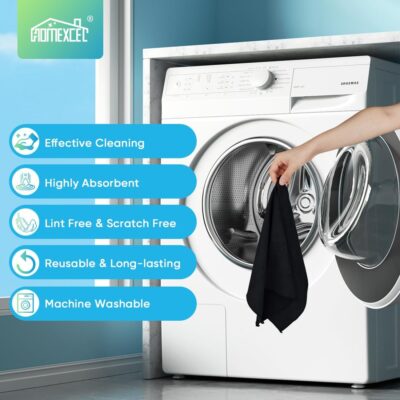 HOMEXCEL Black Microfiber Cleaning Cloth, 24 Pack Cleaning Towels for Kitchen, Lint Free, Scratch-Free, Highly Absorbent, and Reusable Cleaning Rags for House, Window and Glass, Cars, 11.5 X11.5 inch - Image 7