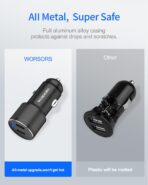 Dual 45W USB C Car Charger, 90W Max Super Fast Charging, All Metal 12V Cigarette Lighter Adapter for iPhone 17 Pro Max/16/15/iPad, Samsung Galaxy S26/S25, Google Phones with 2 Type C Cable 3.3ft Black - Image 4