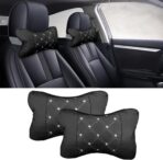 2PCS Car Neck Pillow, Breathable Car Head Neck Rest Cushion, Soft Pillow for Relieving Stiffness, Comfort Car Seat Neck Support Pillow (Black/White)
