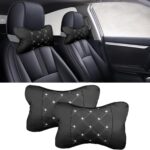 2PCS Car Neck Pillow, Breathable Car Head Neck Rest Cushion, Soft Pillow for Relieving Stiffness, Comfort Car Seat Neck Support Pillow (Black/White)