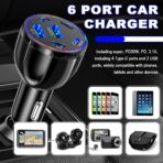 6 Port Car Charger USB C & USB A,75W Ultra-Fast Car Charger Adapter with Super/PD30W/PD/3.1A,Universal 12V/24V Cars Lighter USBs Adapter Cars Ports Chargers for Phone,Tablet - Image 6