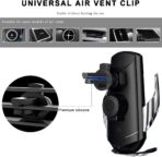 Wireless Car Charger, 15W Fast Charging Air Vent Mount Auto-Clamping Phone Holder, Automotive Electric Induction Charger 360° Rotating Magnetic Vent Mount Bracket for Smartphones (Silver) - Image 2