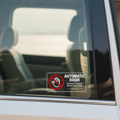 Automatic Door Car Sticker 4 × 2 Inches Vinyl Do Not Touch Driver Will Open Warning Sign Self Adhesive Removable Vehicle Taxi Decals Automatic Sliding Window Cling 10 Pack - Image 4