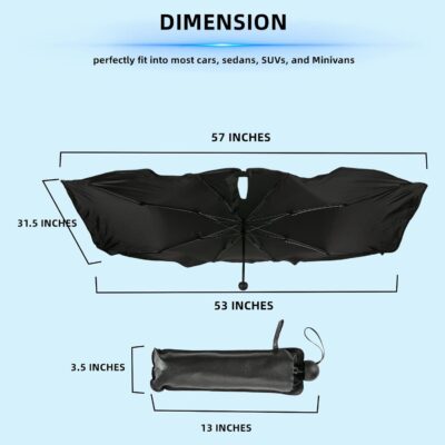 Foldable Windshield Sun Shade Umbrella for Cars,SUVs, MiniTrucks and Vans,Universal Fit Sturdy Frame Sunshade with UV 100% Block & Heat Insulation, Full-Coverage Sunshade 57" x 31.5" inches. - Image 4