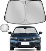 Windshield Sun Shade for Honda Civic 2022 2023 2024 2025 Foldable Sun Sunshade for Car Front Window Blocks UV Rays and Heat Automotive Interior Protector Custom Fit Accessories