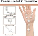 Ohleats Car Rosary for Rearview Mirror, Personalized Rear View Cross Blessing Beads Decor, Auto Rearview Catholic Rosary Hanging Pendant, Car Interior Hanging Accessories (Silver) - Image 3