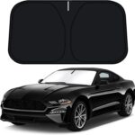 D-Lumina Windshield Sun Shade for 2015-2025 Fo-rd Mustang Accessories (NOT for Fo-rd Mustang Mach-E), Front Window Sunshade Sun Visor Protector Block UV Rays Heat, Foldable 2 Layers 210T Material