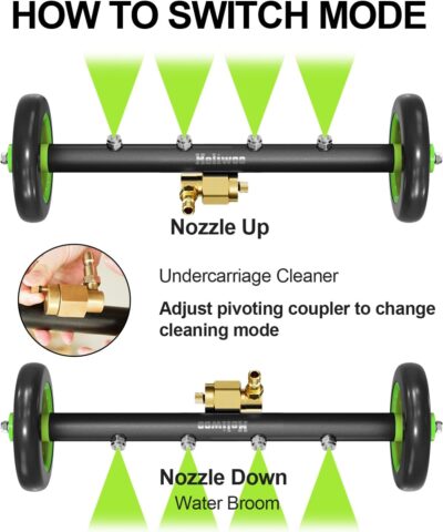 Undercarriage Pressure Washer Attachment 16 Inch Power Washer Water Broom with 4 Nozzles Dual-Function Pressure Washer Undercarriage Cleaner With 3 Pieces Extension Wand 4000 PSI - Image 5