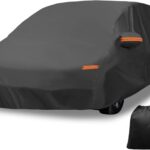 X AUTOHAUX Car Cover Outdoor Waterproof Sun Rain Snow Hail Protection with Left Side Door Zipper Aluminum Film for Mazda3 Hatchback