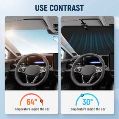 Automatic Retractable Car Sunshade, 2025 Upgrade Adjustable Auto Sunshades, Suction Cup Sunshade for Various Models, UV Rays Blocker for Drivers, Foldable 27x53inch (1Set) - Image 3