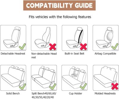 Car Seat Cover Full Set, Comfortable Breathable 5D Mesh Fabric Vehicle Seat Cover, Airbag Compatible Automotive Interior Chair Protecter, Universal for SUV Sedan Truck - Image 5