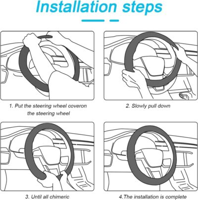 Bling Car Steering Wheel Cover, 15 Inch Crystal Rhinestones Elastic Stretch Breathable Vehicle Steering Wheel Protector for Women Girls, Universal Auto Interior Accessories (Black) - Image 5