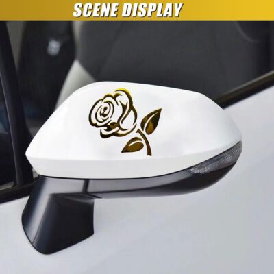 3D Rose Car Sticker Decal, Waterproof PVC Auto Bumper Stickers, 3.9'' × 3.1'' Cute Flower Car Window Decals, Vehicle Exterior Decoration Accessories for Wall, Mirror, Laptop (Gold) - Image 6